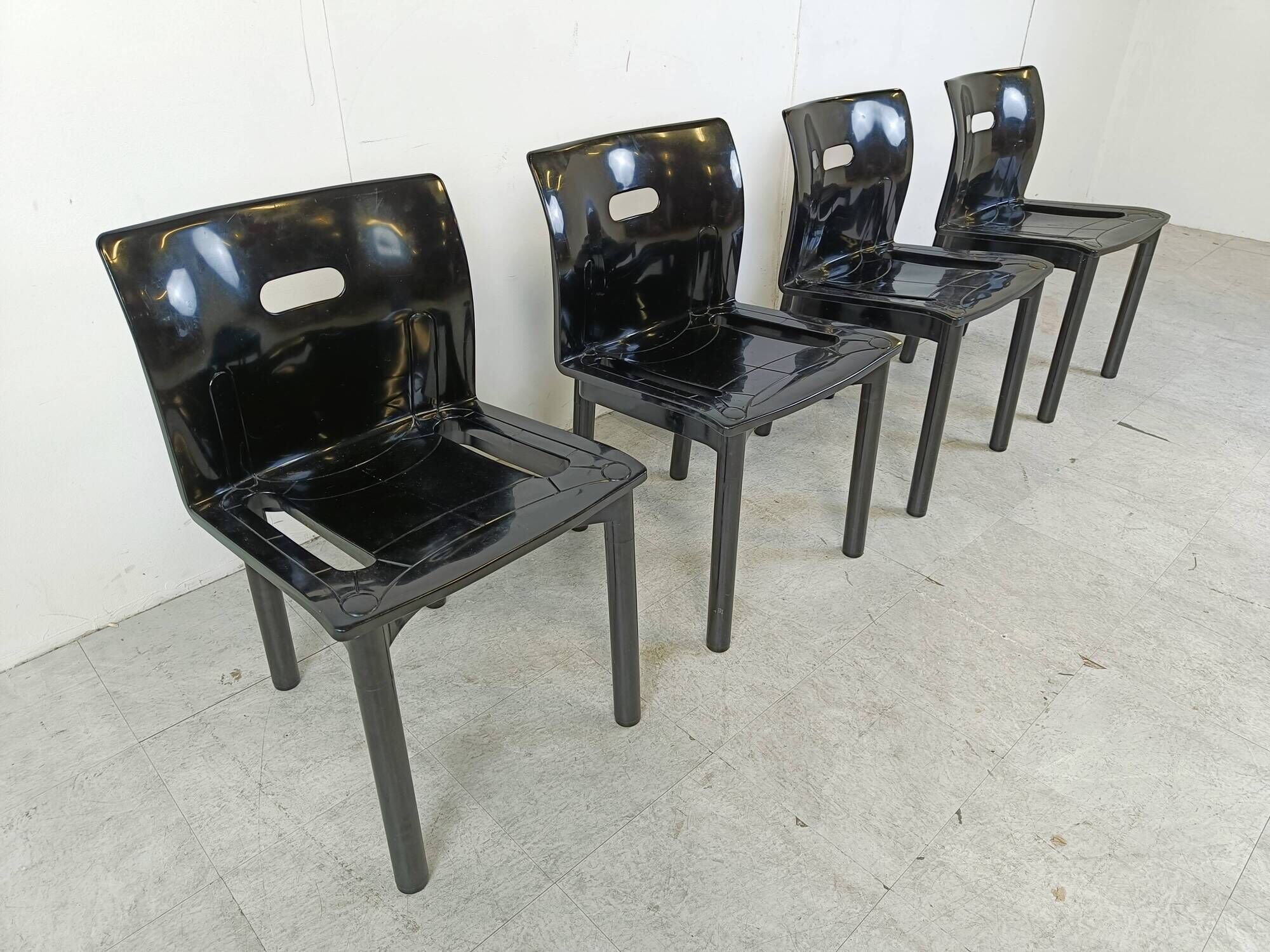 Model 4870 Dining Chairs by Anna Castelli Ferrieri for Kartell, 1980s, Set of 4
