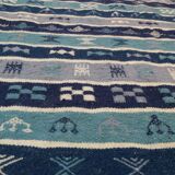 Blue carpet with Berber patterns handmade in pure wool