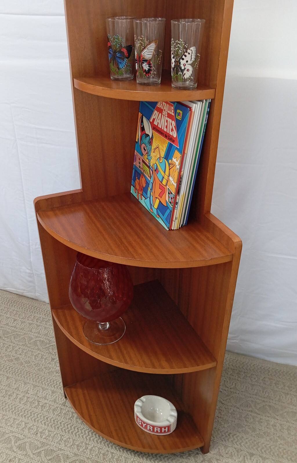 1960s teak corner shelf unit