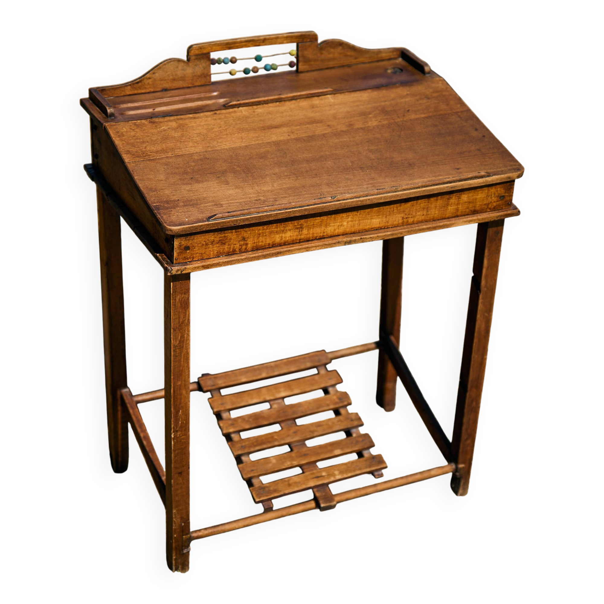 Bureau d'écolier et son boulier, années 1930