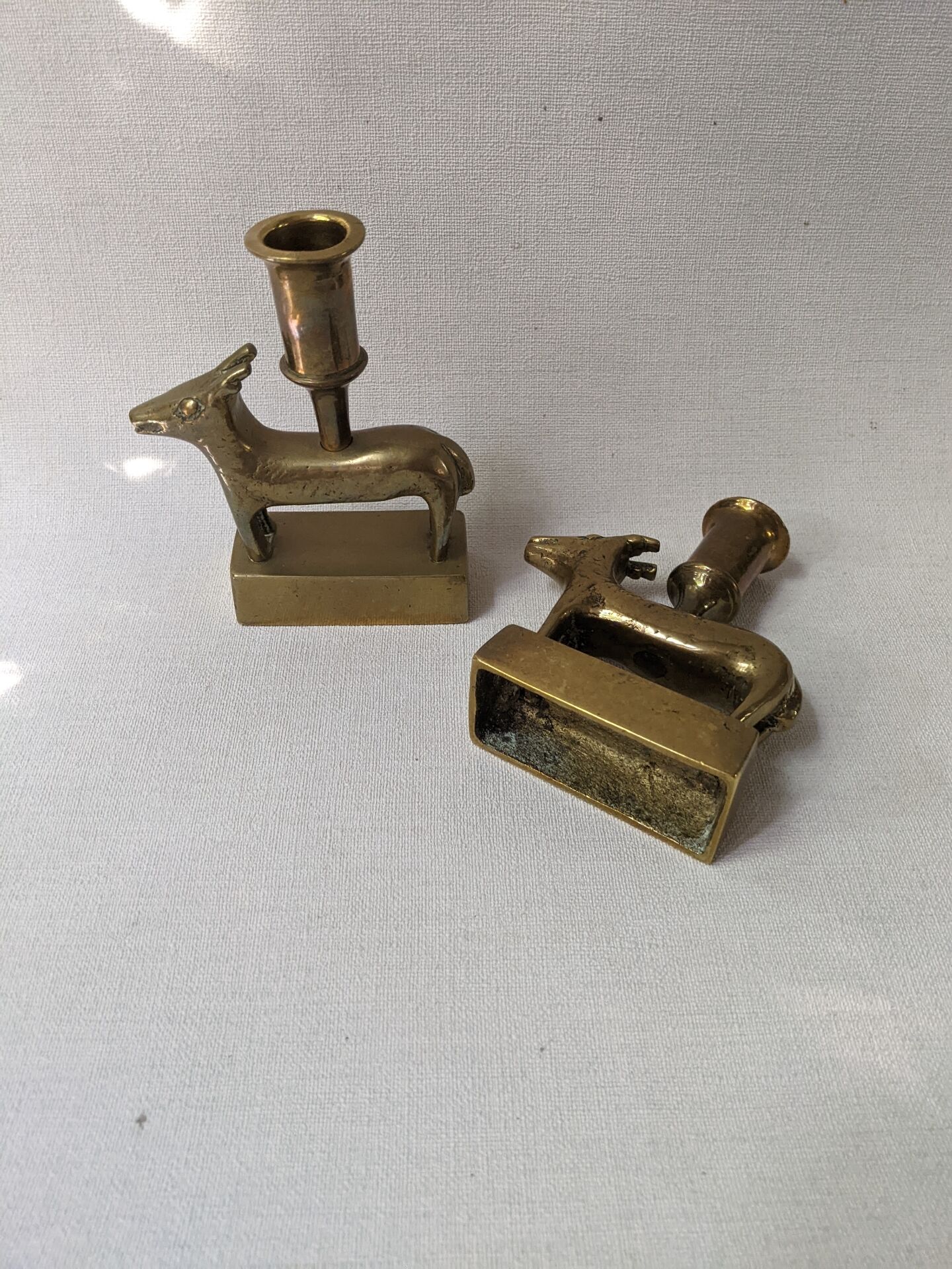 Pair of brass candlesticks ethnic decoration