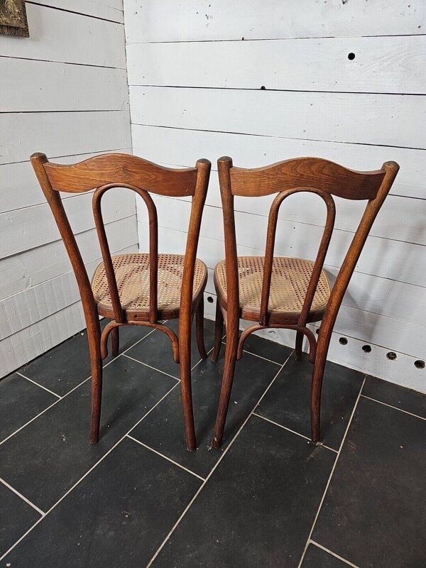 chaises de bistrot cannées en chêne x 2