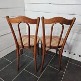 chaises de bistrot cannées en chêne x 2