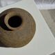 Small round ancient vase in engraved terracotta, Indonesian polychromy H10 D1