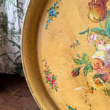 Old and large painted sheet metal tray / late 19th century