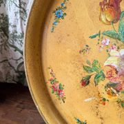 Old and large painted sheet metal tray / late 19th century