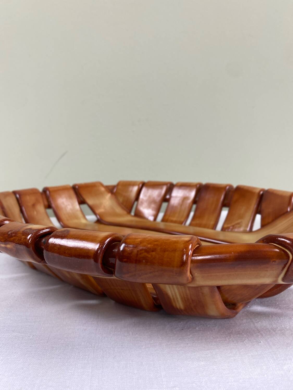 Woven ceramic basket