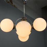 Art Deco / Functionalist Nickel Chandelier, 1930s