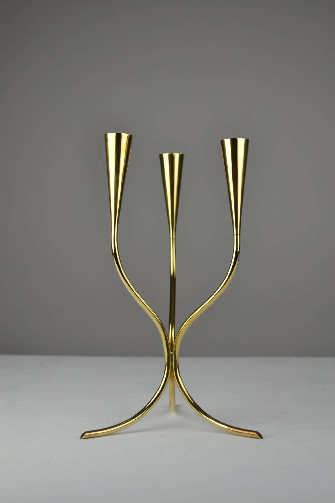 Polished Brass Candelabra by Gunnar Ander for Ystad-Metall, Sweden 1960s