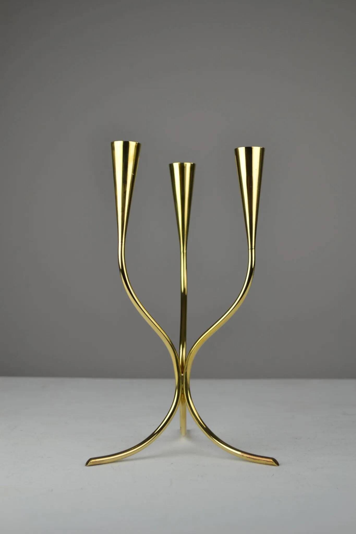 Polished Brass Candelabra by Gunnar Ander for Ystad-Metall, Sweden 1960s
