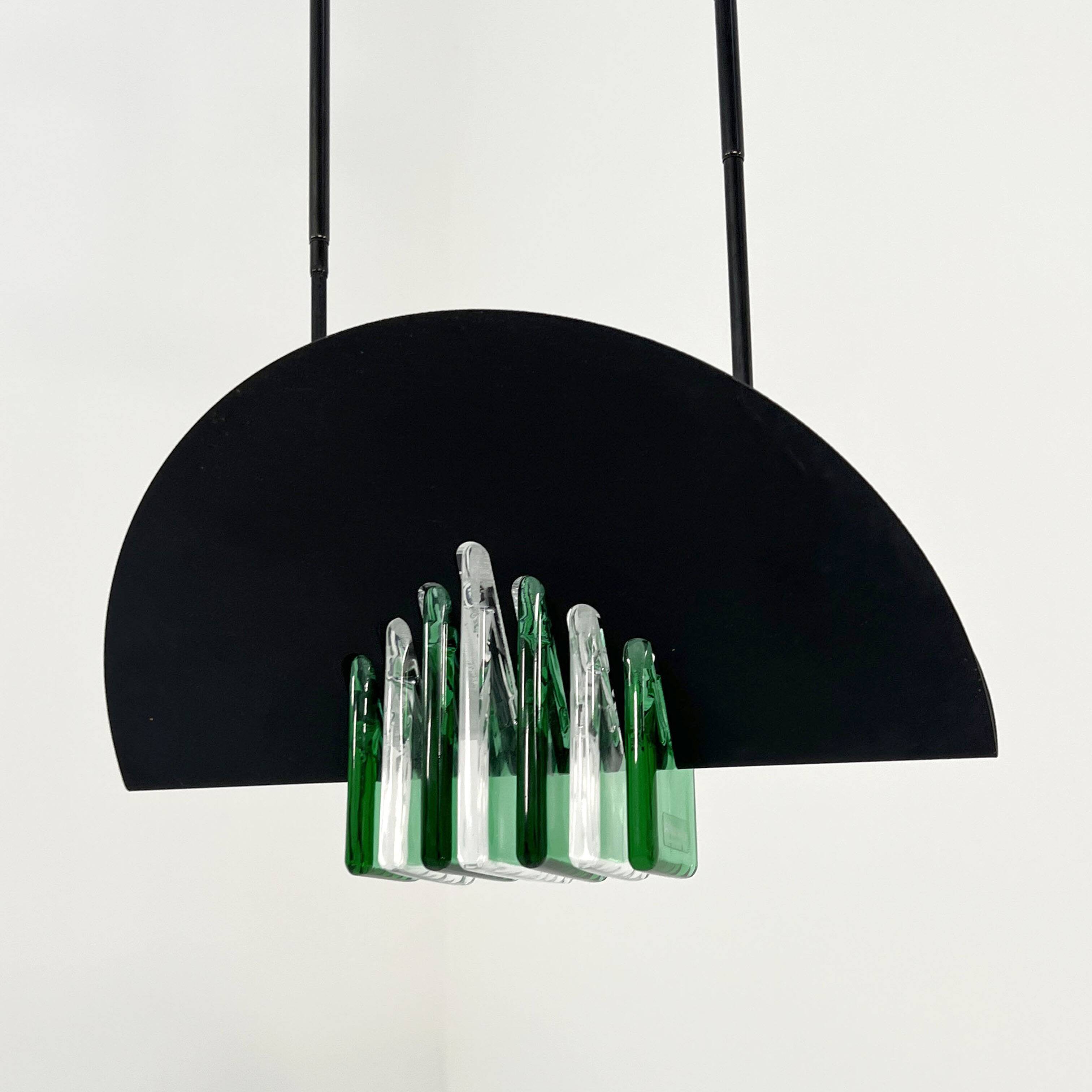 Green and White Murano Glass Pendant Light by Mazzega, 1970