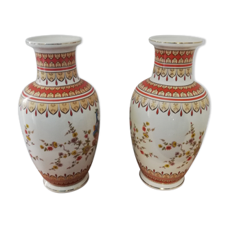 Paire de vases japonisants en porcelaine de Limoges
