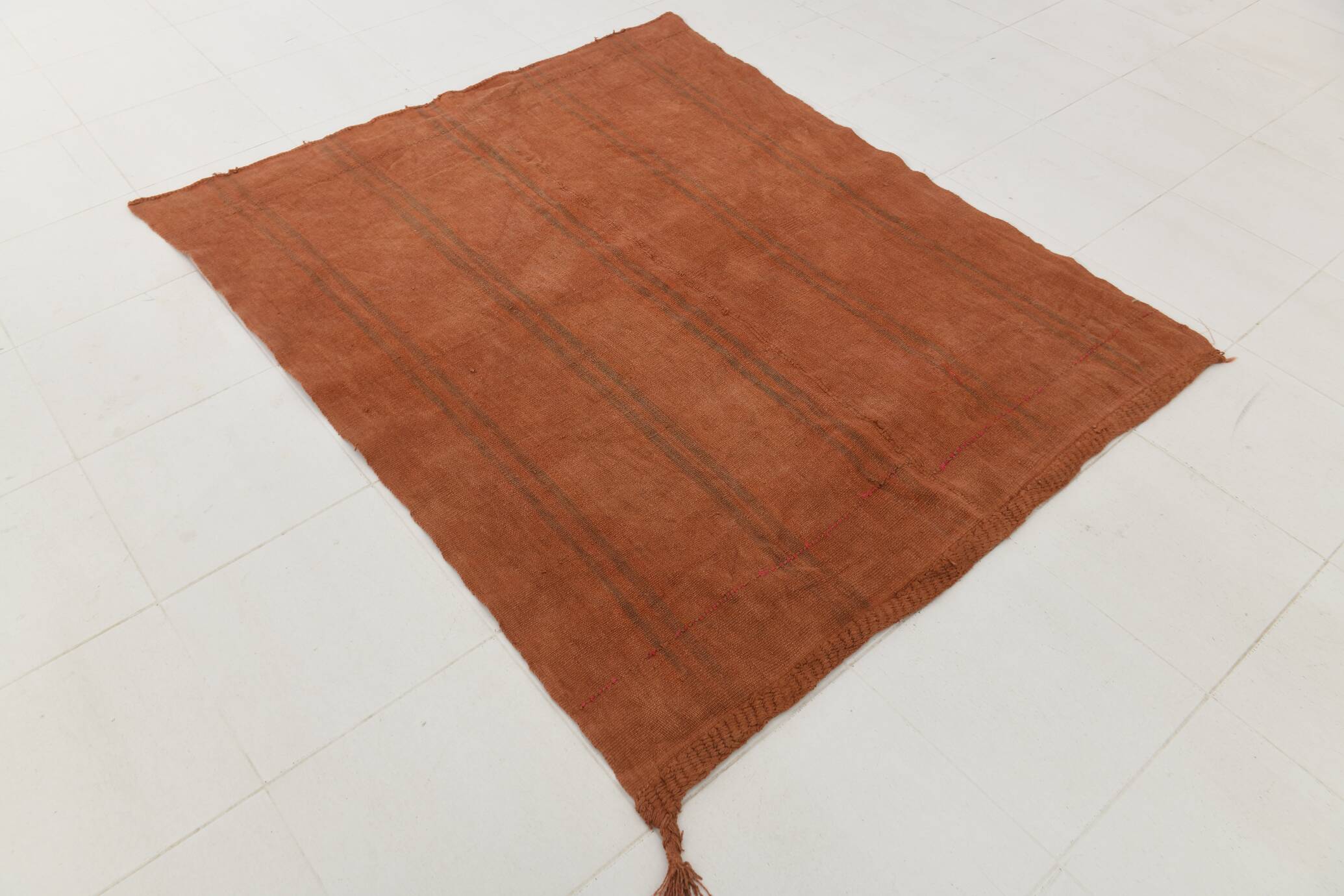 Terracotta Striped Modern Kilim Rug, 154x190Cm