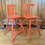 Vintage solid wood high chairs in Western style for children.