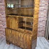 Restored Mid-Century Flame Walnut Highboard with Bar Cabinet - 1960s