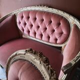 Salon complet Louis XVI avec dorure et assise tissus