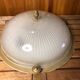 Old molded glass ceiling light + gold metal contour + vintage brass #a491