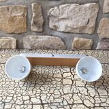Vintage double metal and porcelain sconce