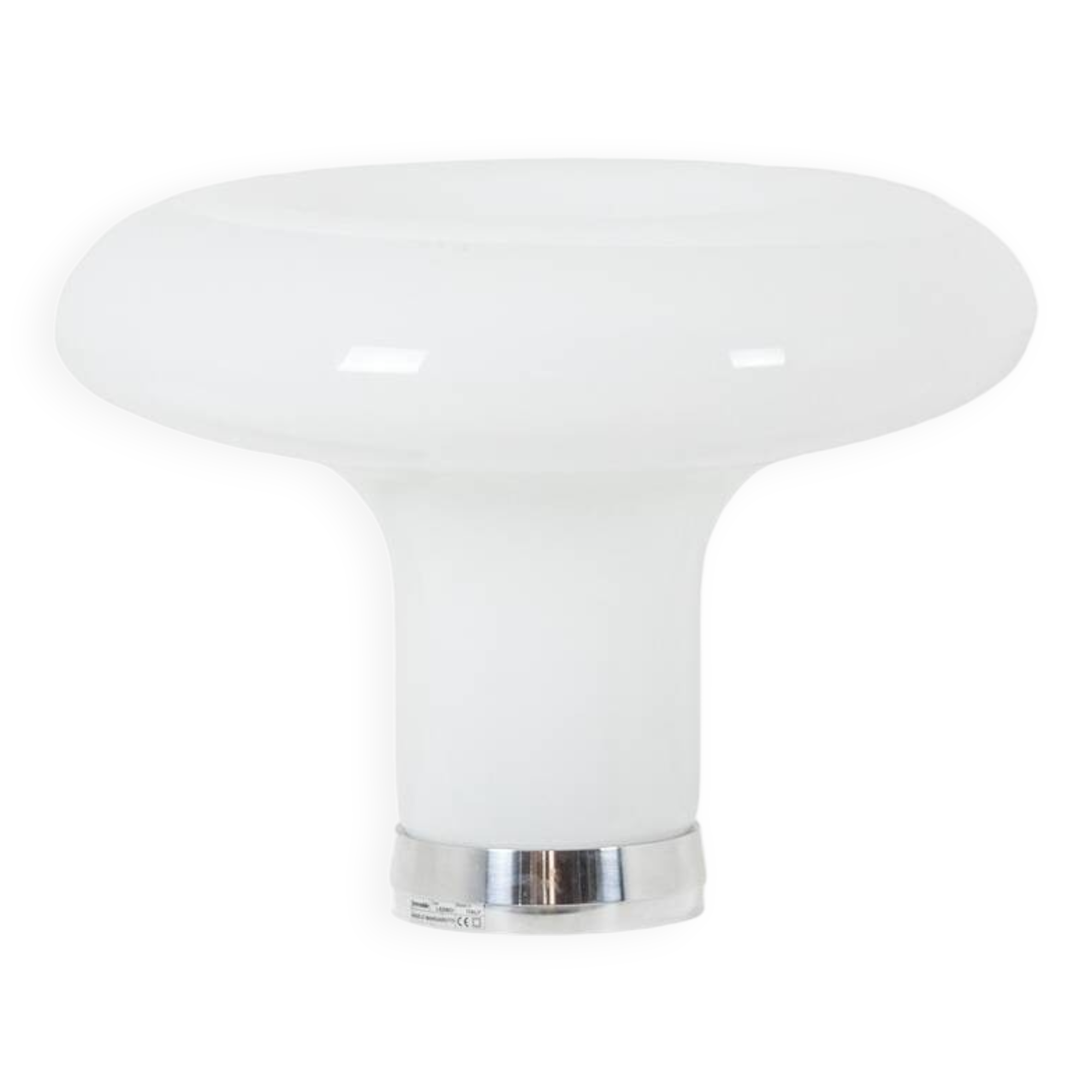 Angelo Mangiarotti. Opaline and chromed metal lamp. 1980s.