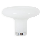 Angelo Mangiarotti. Opaline and chromed metal lamp. 1980s.