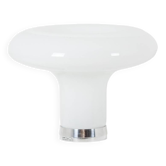 Angelo Mangiarotti. Lampe en opaline et métal chromé. Années 1980.