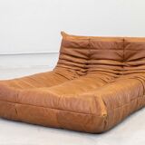 Togo chaise lounge in pine leather by Michel Ducaroy for Ligne Roset, 1974
