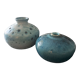Two blue ceramic vases