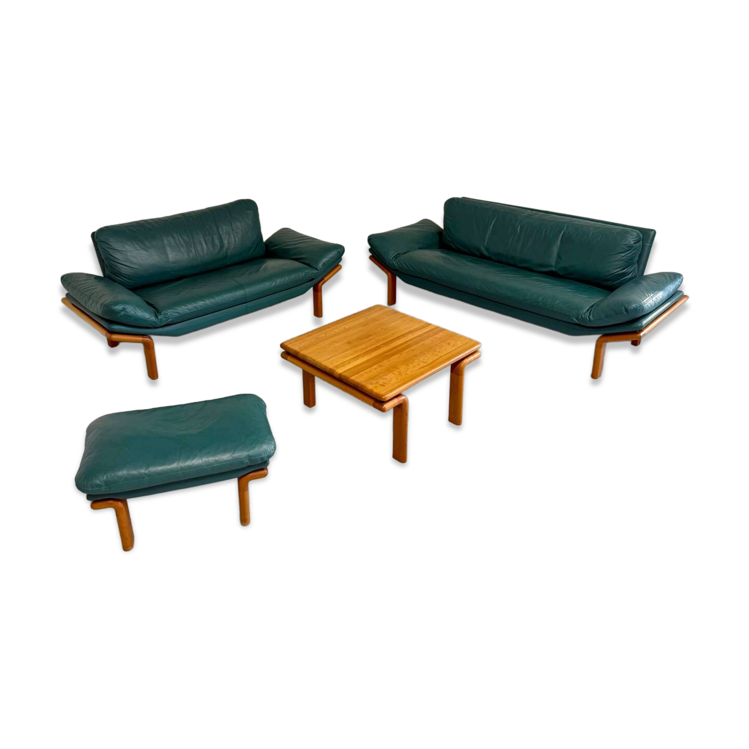 Salon complet canapé cuir teck design scandinave Komfort Danish