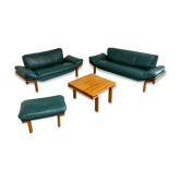 Salon complet canapé cuir teck design scandinave Komfort Danish