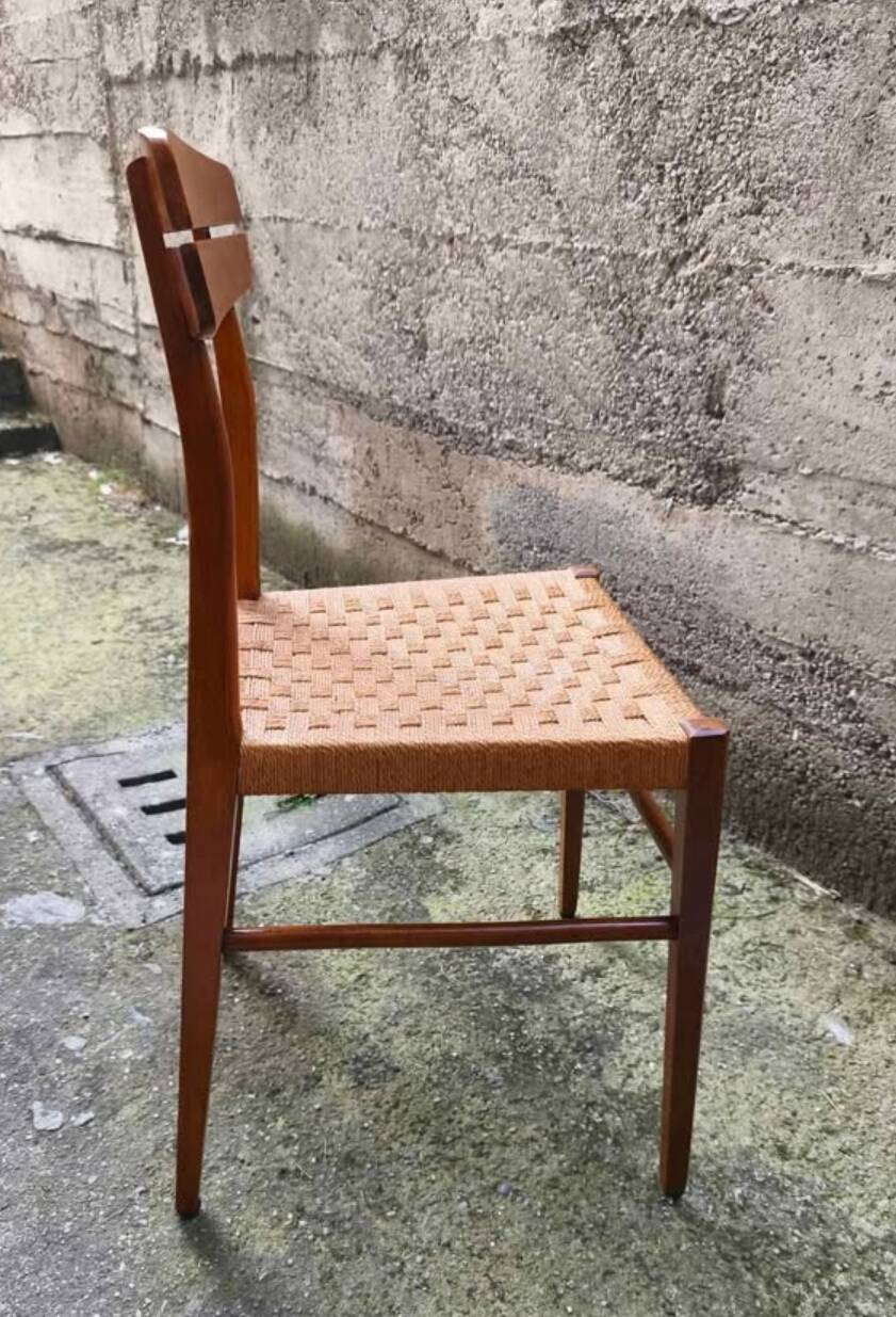 5 chaises paille tressée 60's