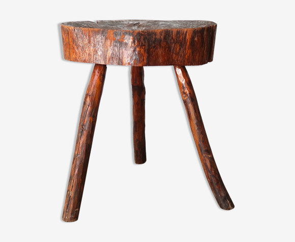 Tabouret tripode en bois ou table d'appoint années 50