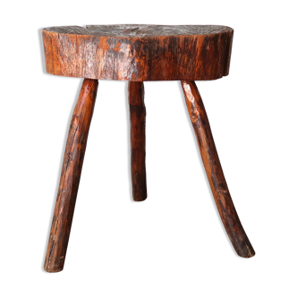 Tabouret tripode en bois ou table d'appoint années 50