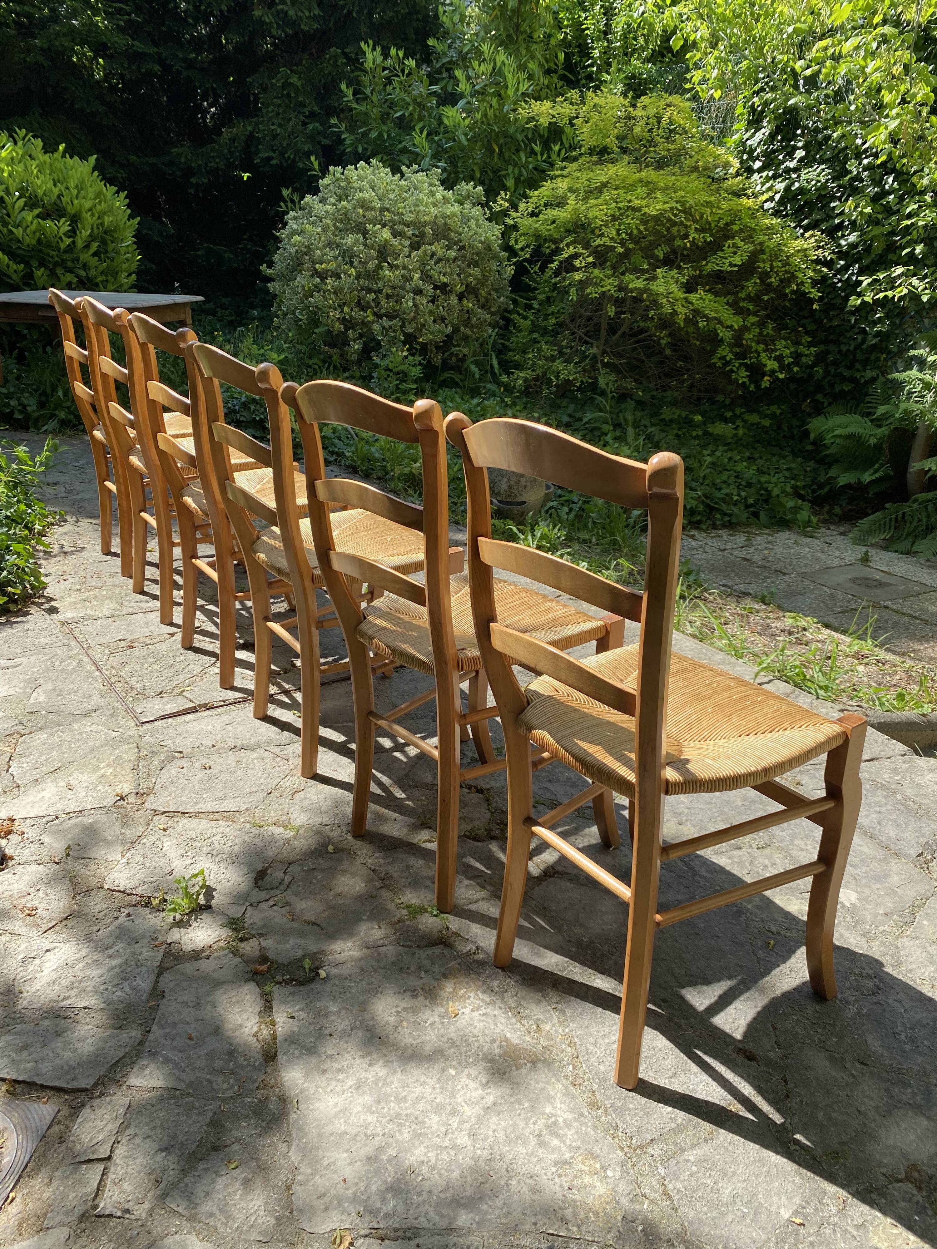 Set de 6 chaises en paille