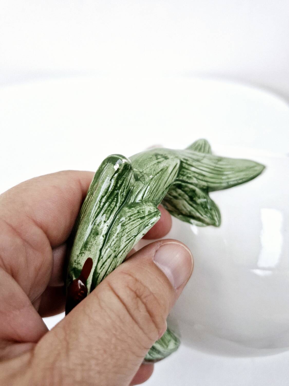 Vintage ceramic tea set barbotine duck reeds hand painted