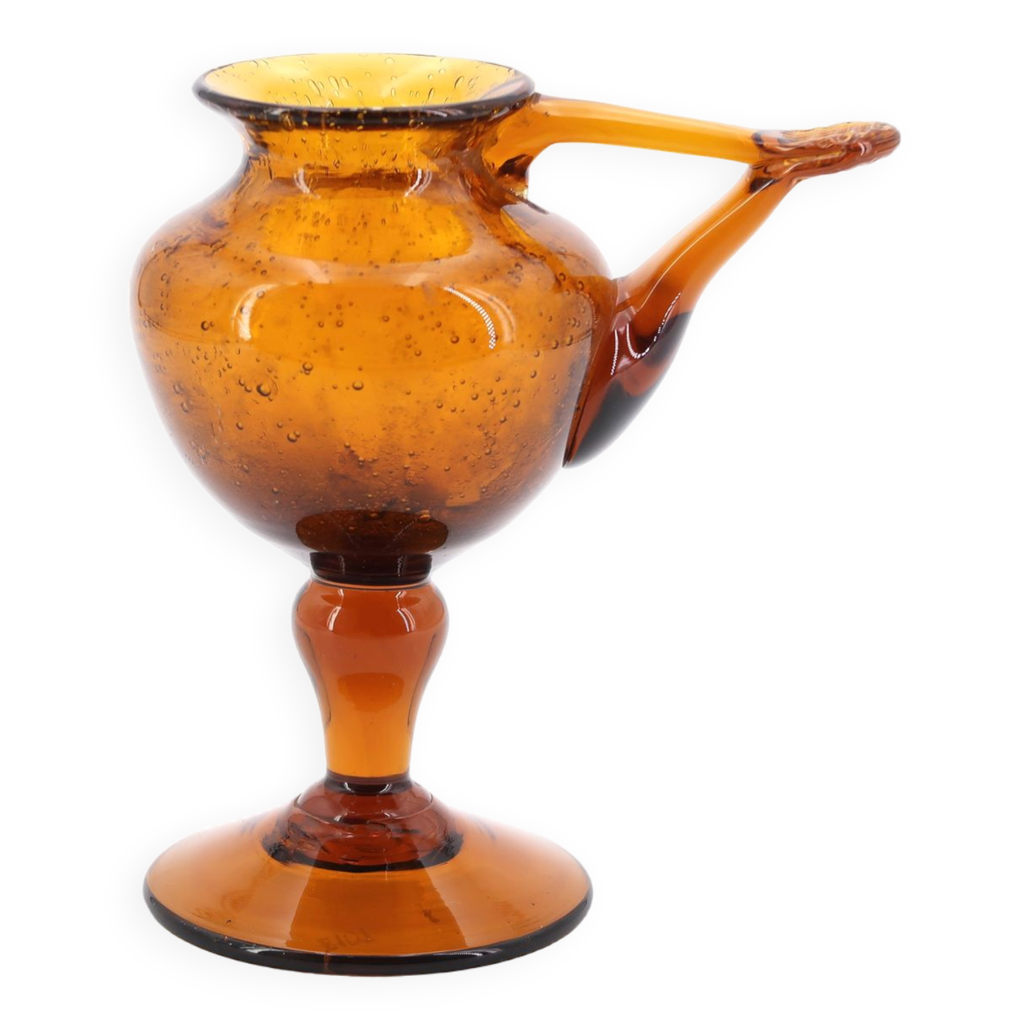 Biot oil lamp in amber bubble glass, 1970s