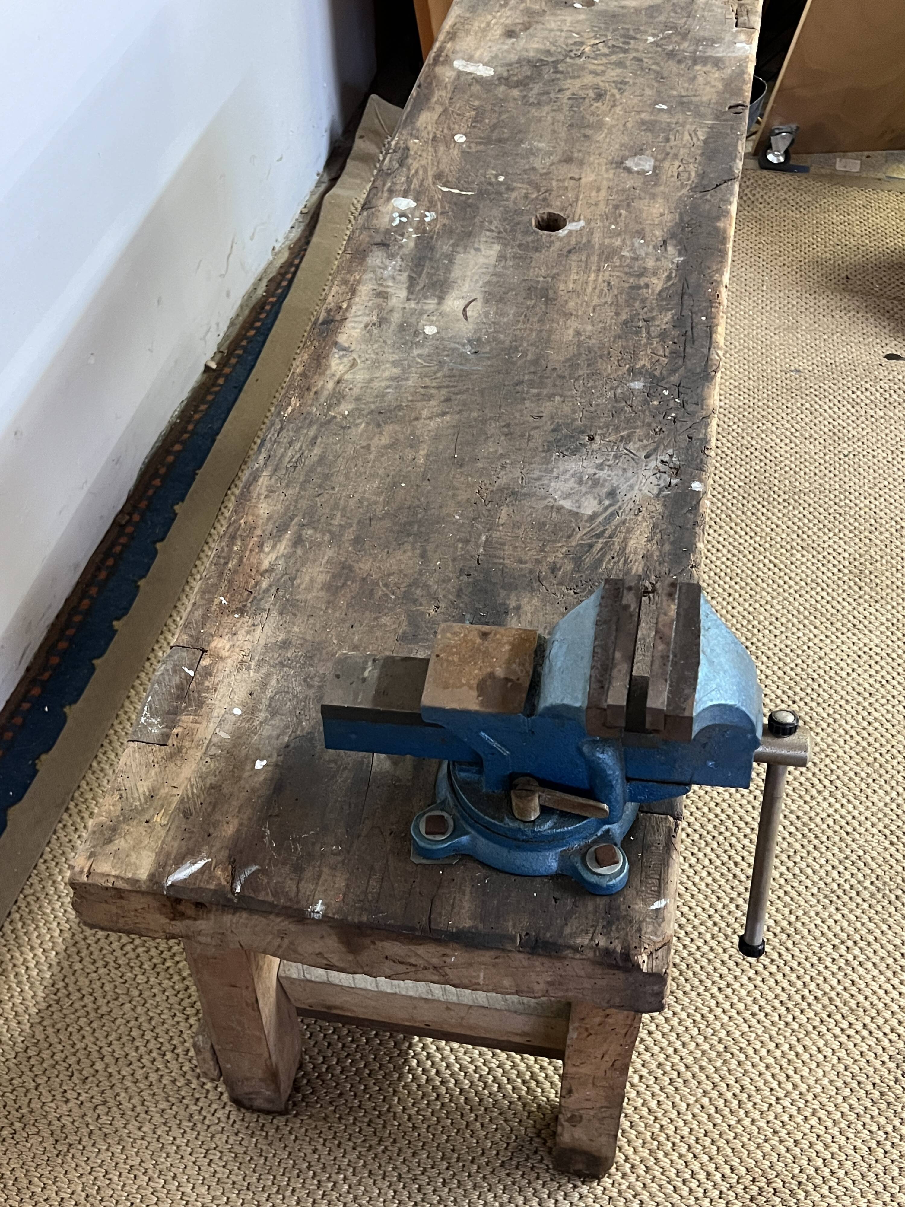 Old wooden craft workbench