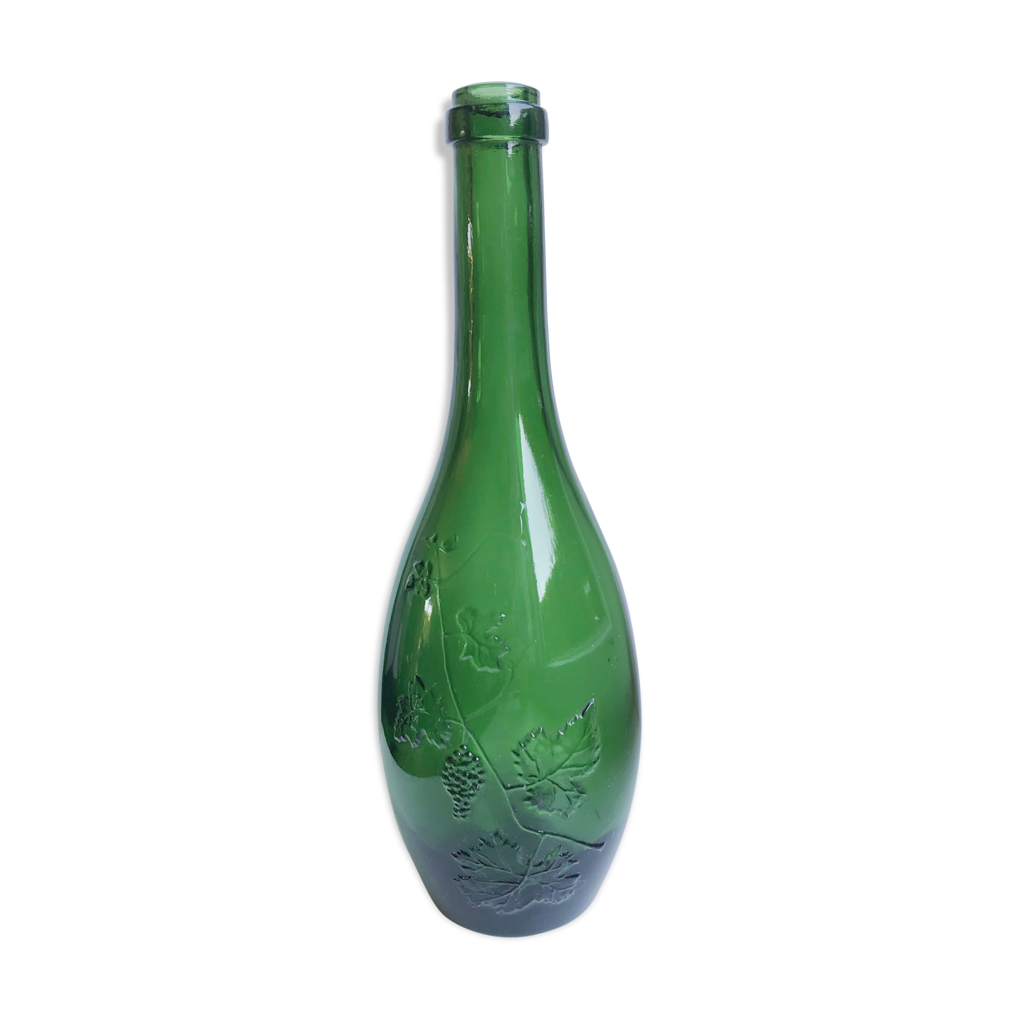 Italian green glass bottle 70s