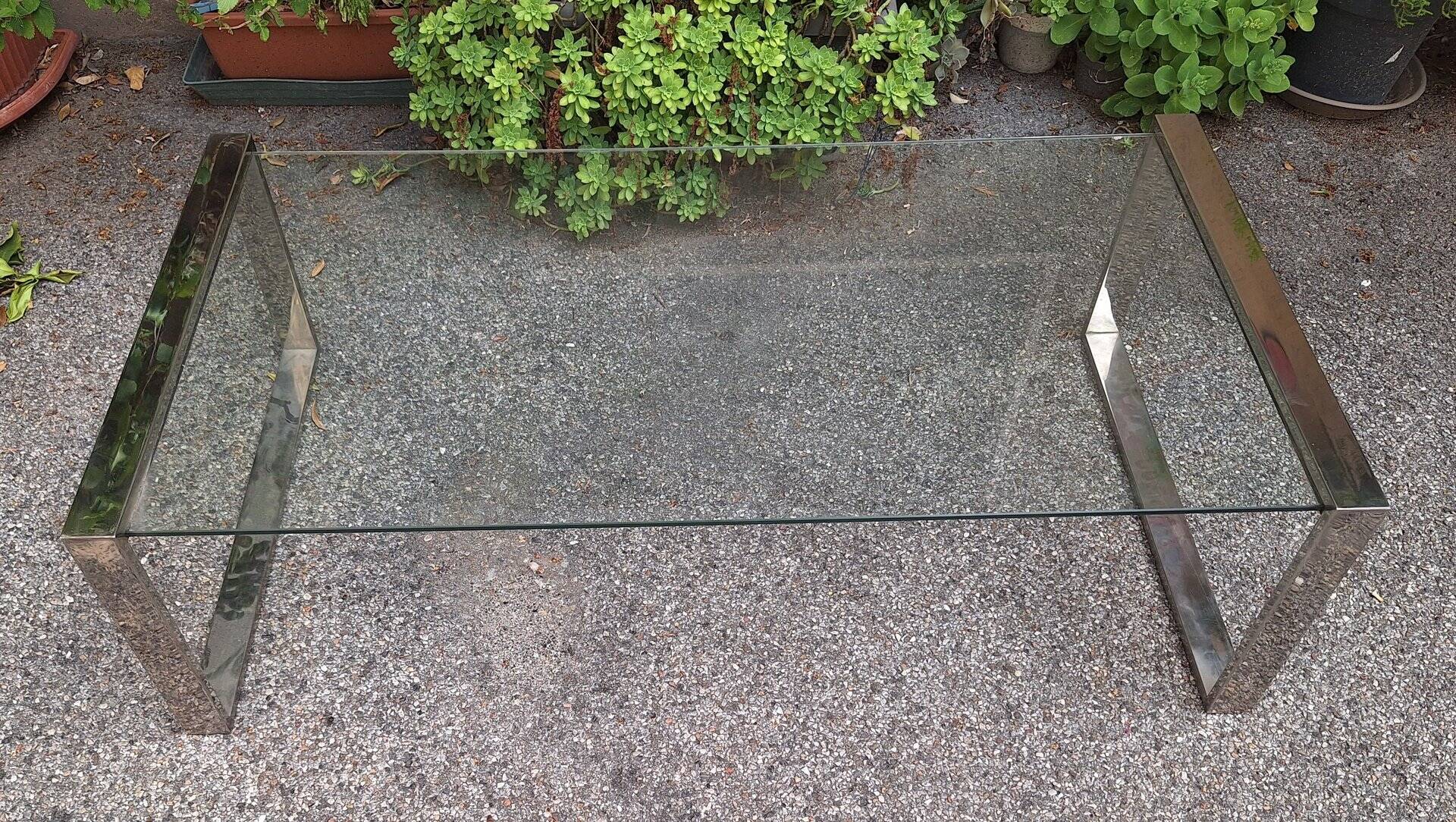 Coffee Table in Chrome and Glass, 1960s