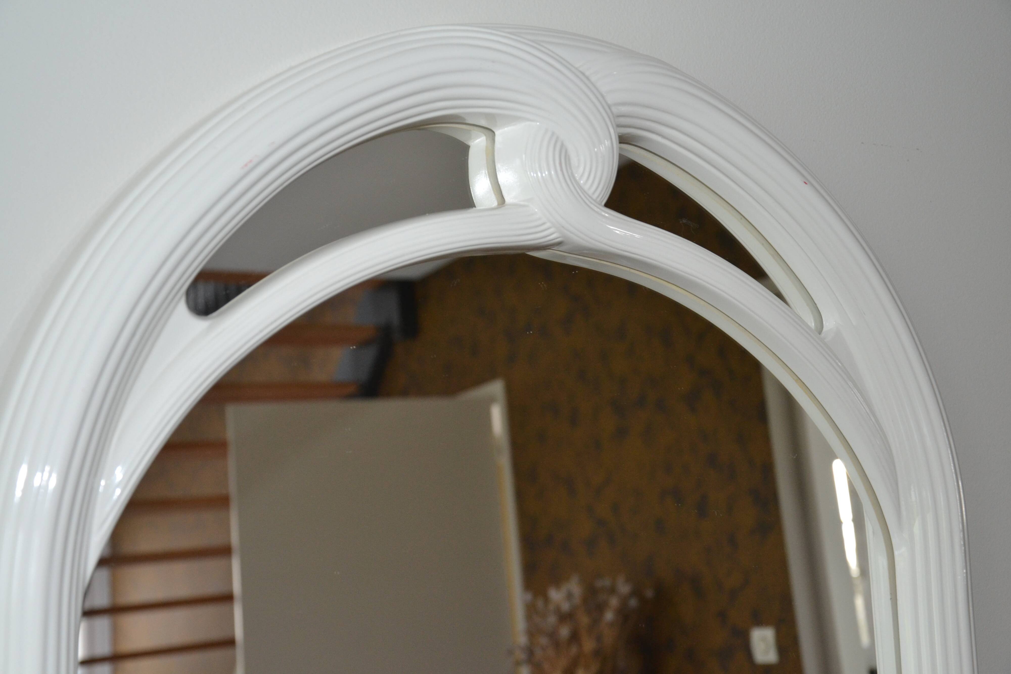 White mirror in 90s Art Deco style