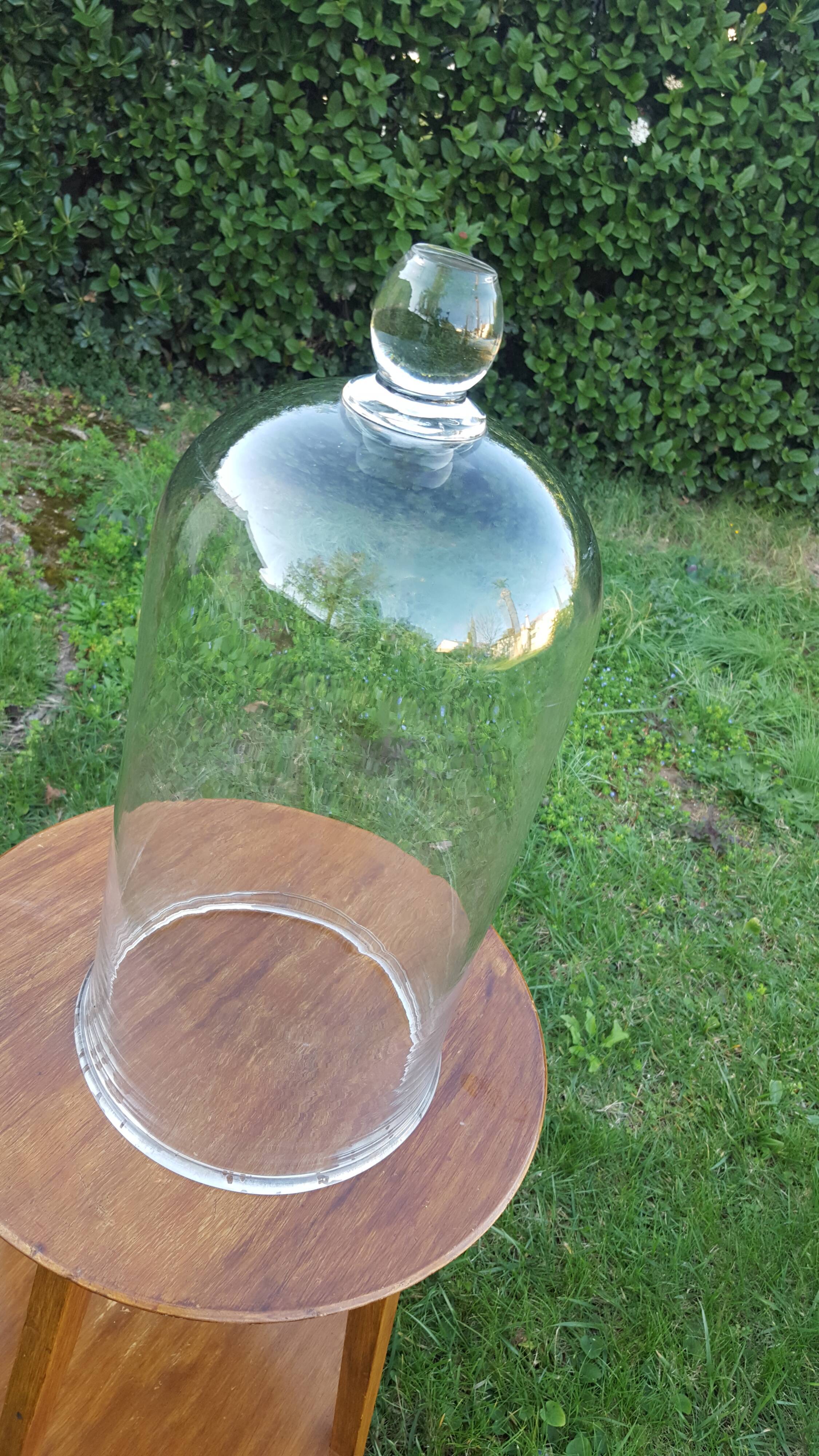 Large old bell in blown glass (48 cm)