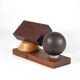 Vintage pen holder, wood paper press and metal ball