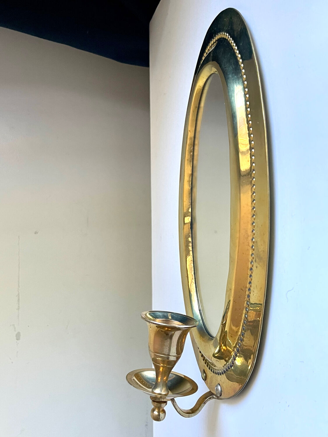 Vintage  Brass Wall mirrored Candle Sconce