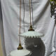 Vintage wavy opaline suspension pair with brass claw
