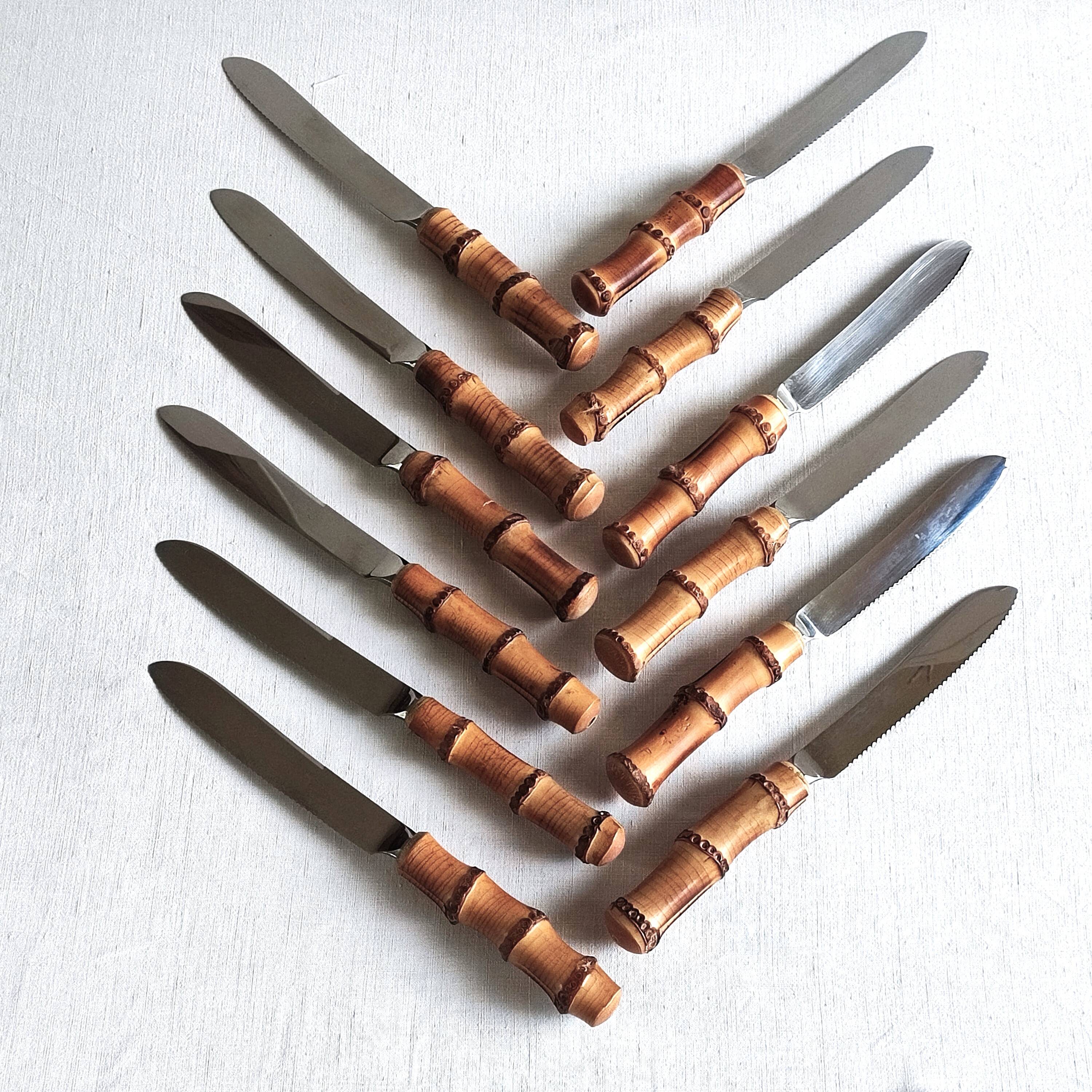 60' bamboo handle meat knives