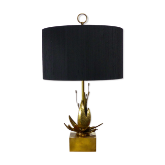 Exotic flower solid brass table lamp