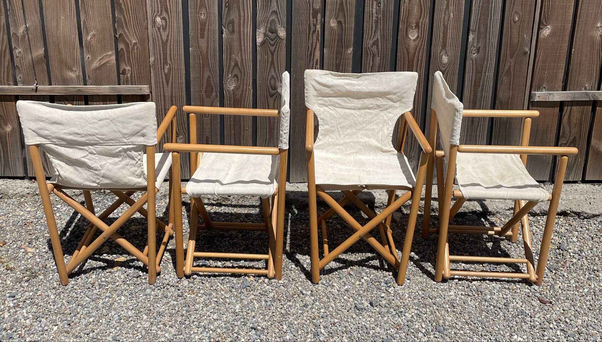 4 mid-century safari folding chairs