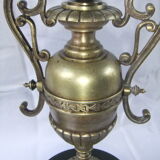 Pair of bronze Napoleon III marble candelabra with mantelpiece decoration