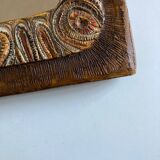 Arts & crafts 1970 mirror in incised resin