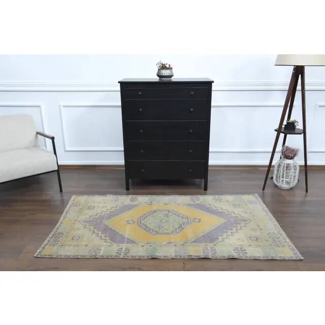 Vintage Turkish Oushak Handmade Wool Cotton Orange Area Rug 103x189