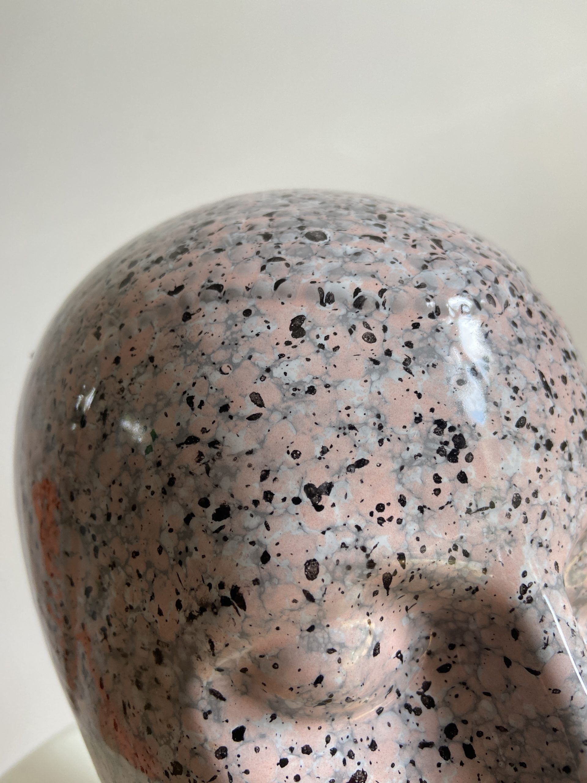 Vintage ceramic head speckled pattern pink and black